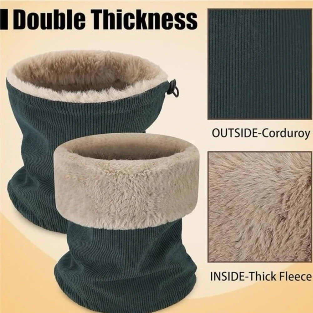NEW men and women's dark green neck gaiter soft thick fleece neck & face mask